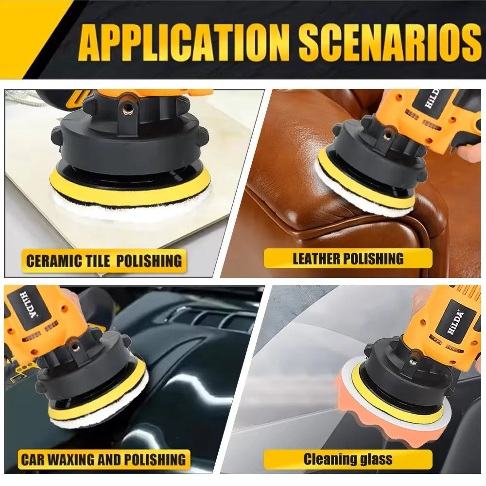 HILDA Electric Car Polisher | Adjustable Speed for Scratch Repair & Waxing