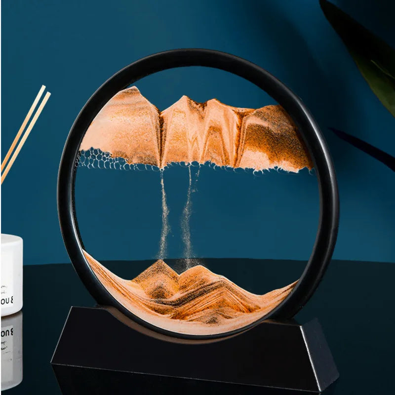 3D Moving Sand Art Deep Sea Sandscape | Round Glass Desk Decor & Gift