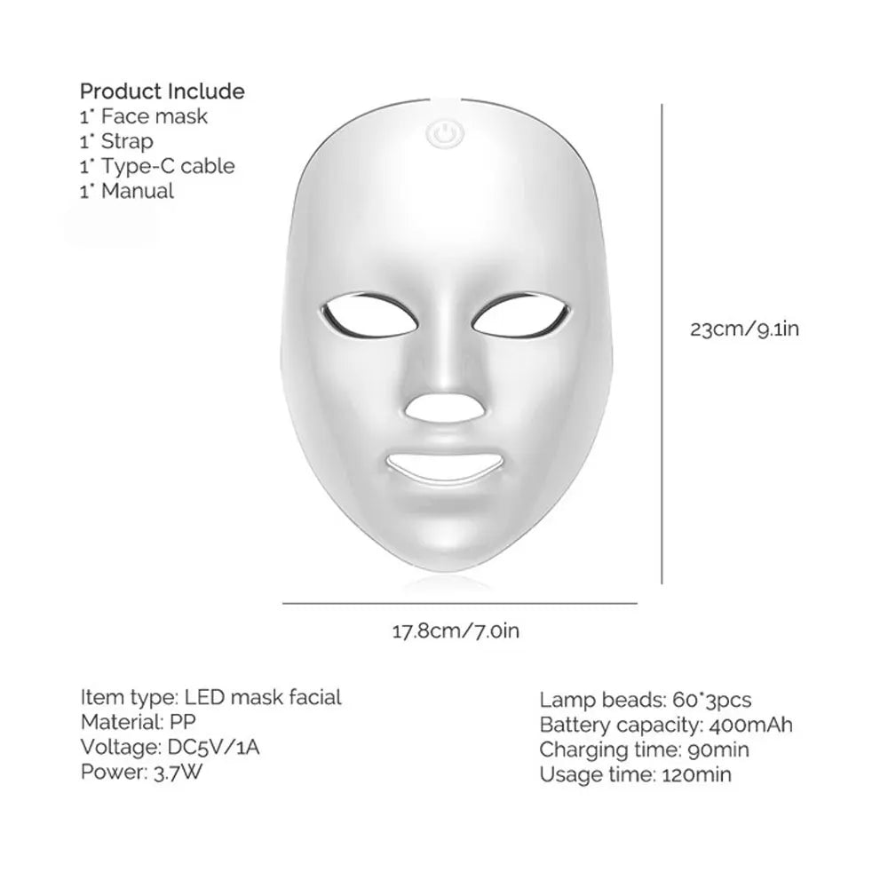 Vabena Wireless LED Mask: 7-Color Photon Therapy for Youthful Skin