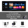 K2 Pro 11.3" 4K Wireless CarPlay Android Auto Dash Cam with GPS & Dual Lens
