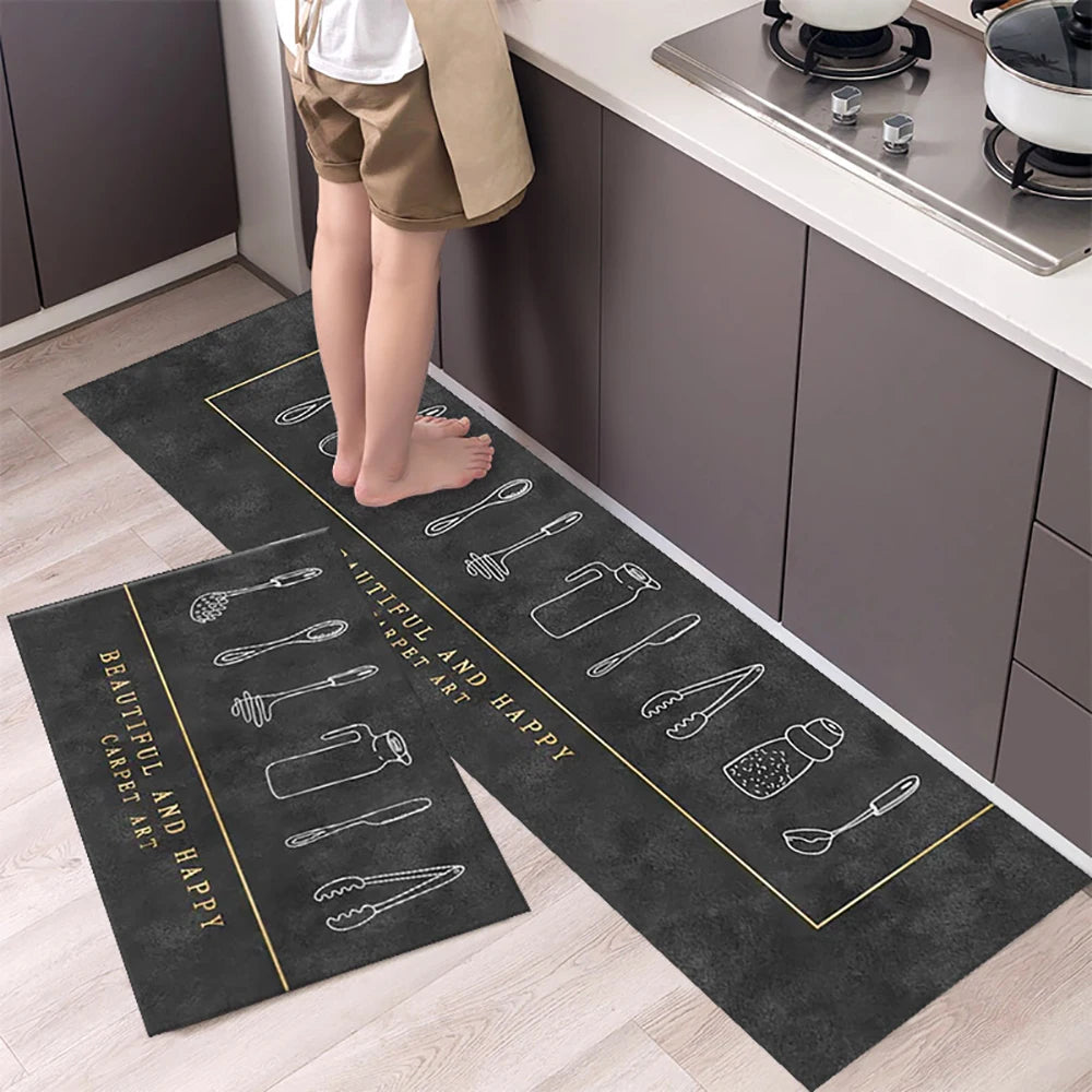 Non-Slip Crystal Velvet Kitchen Mat & Rugs for Living Room, Bedroom & Entryway