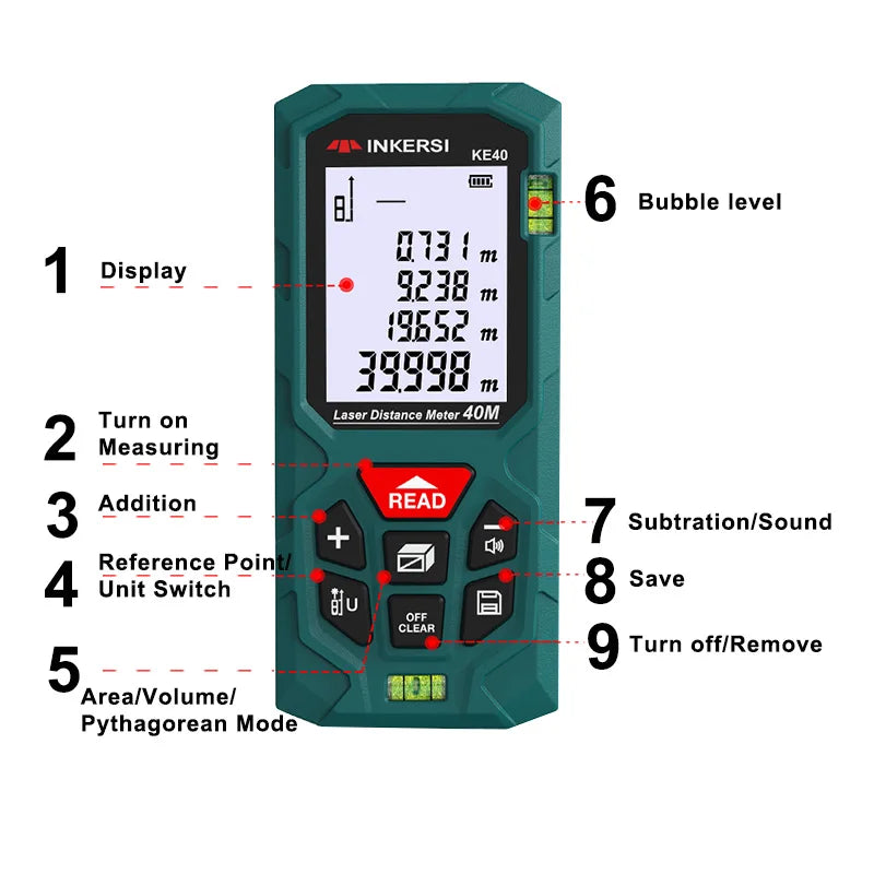 INKERSI High Precision Laser Rangefinder Digital Tape Measure