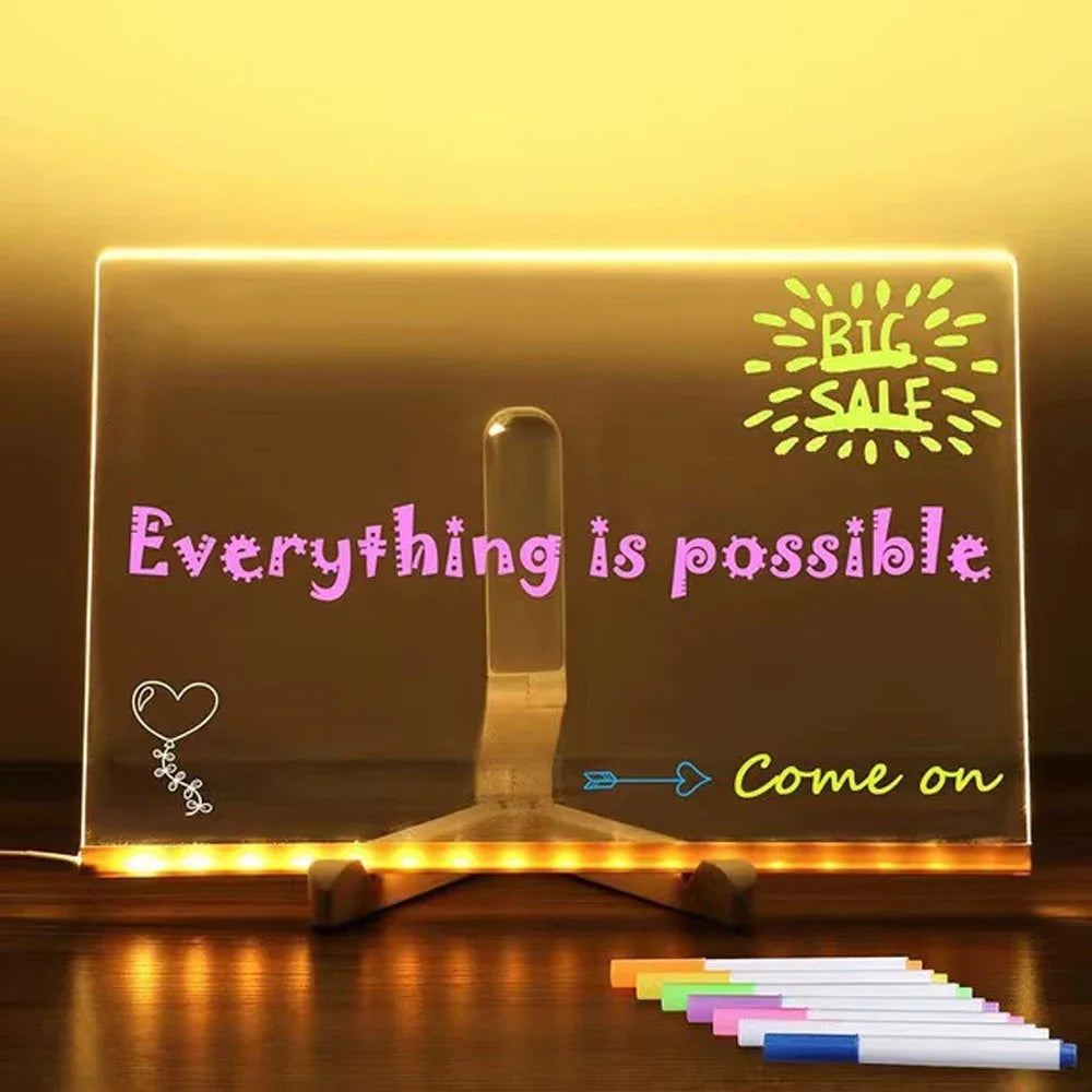 LED Note Board & Night Light | RGB Erasable Drawing Board for Kids