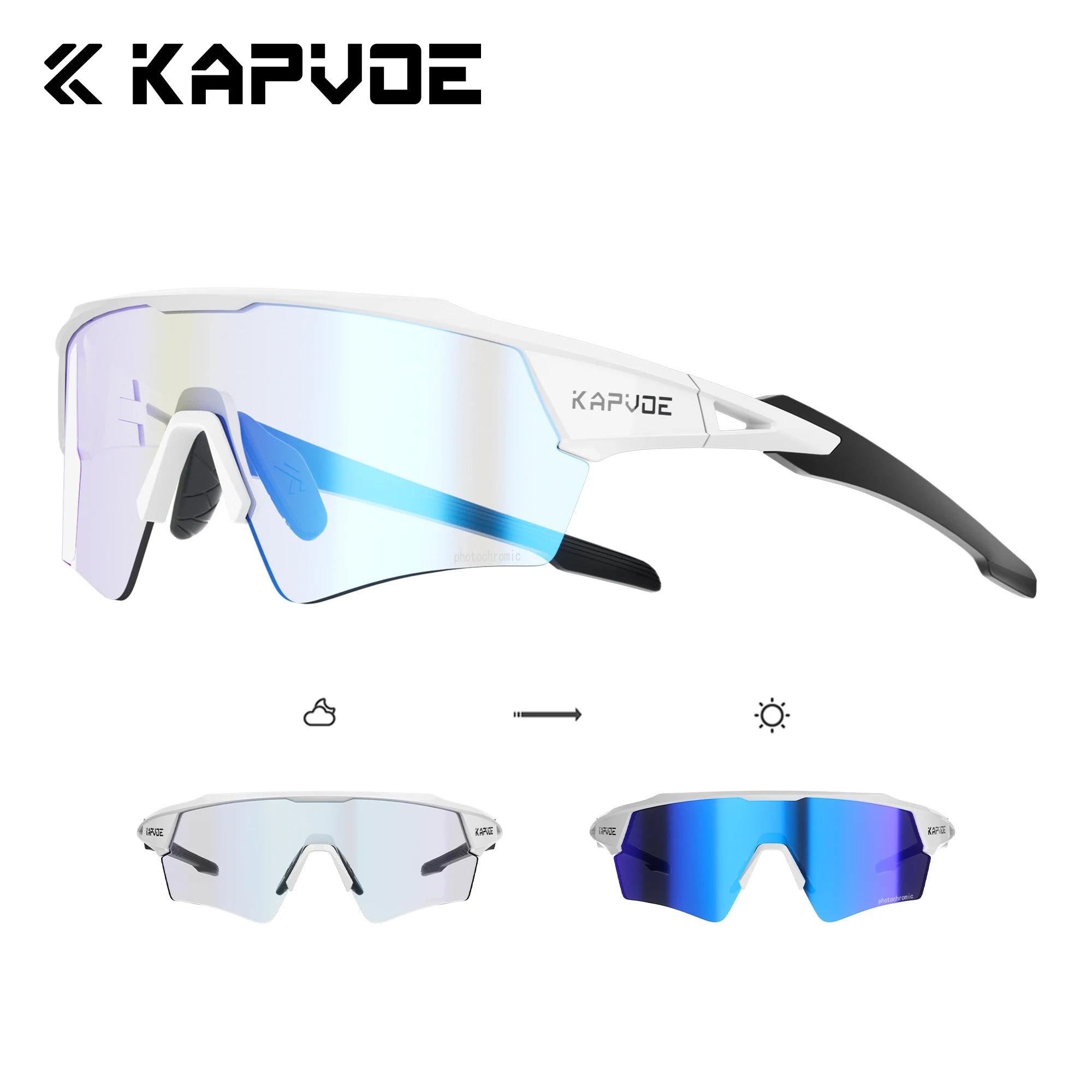 Kapvoe Photochromic Cycling Sunglasses UV400 MTB Road Bike Goggles Men Women