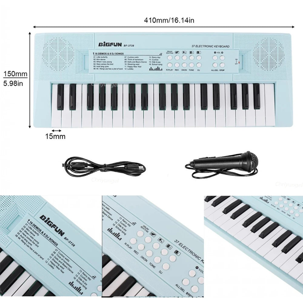 37 Keys Kids Electronic Piano Keyboard with Microphone | Educational Musical Toy