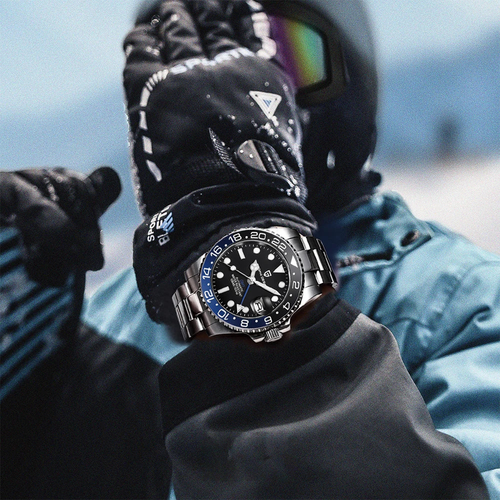 PAGANI DESIGN PD-1662 Luxury GMT Mechanical Watch - Sapphire, Steel, 100M Waterproof