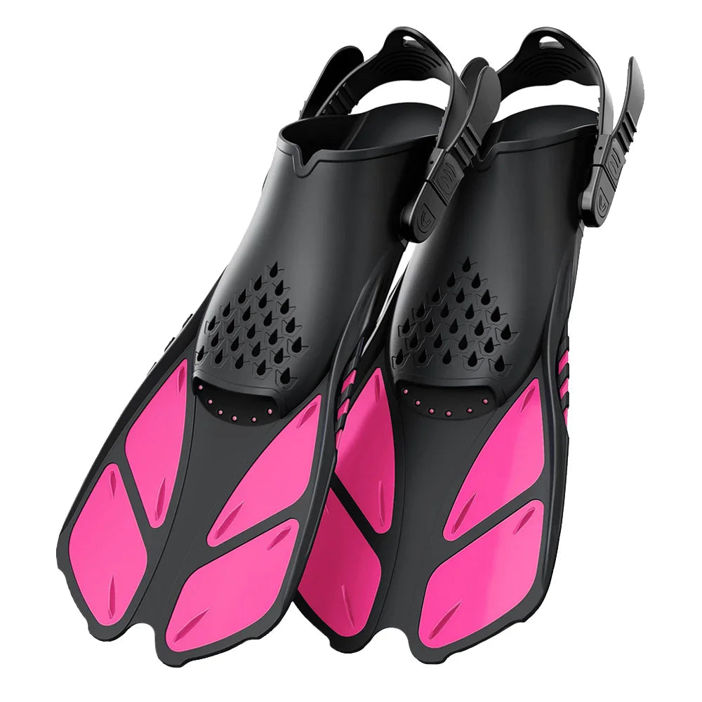 Snorkel Fins Adjustable Open Heel Travel Size Silicone Flippers