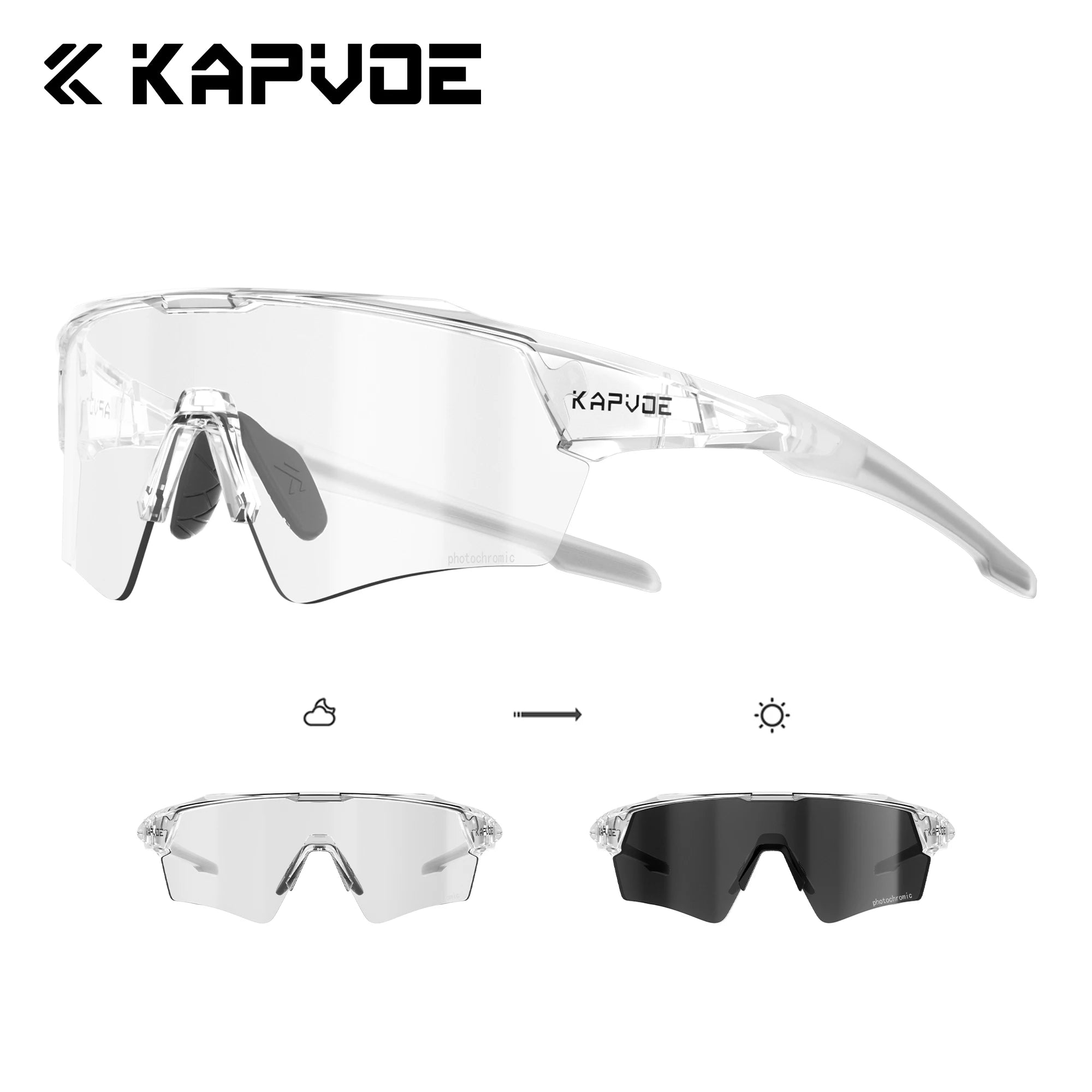 Kapvoe Photochromic Cycling Sunglasses UV400 MTB Road Bike Goggles Men Women
