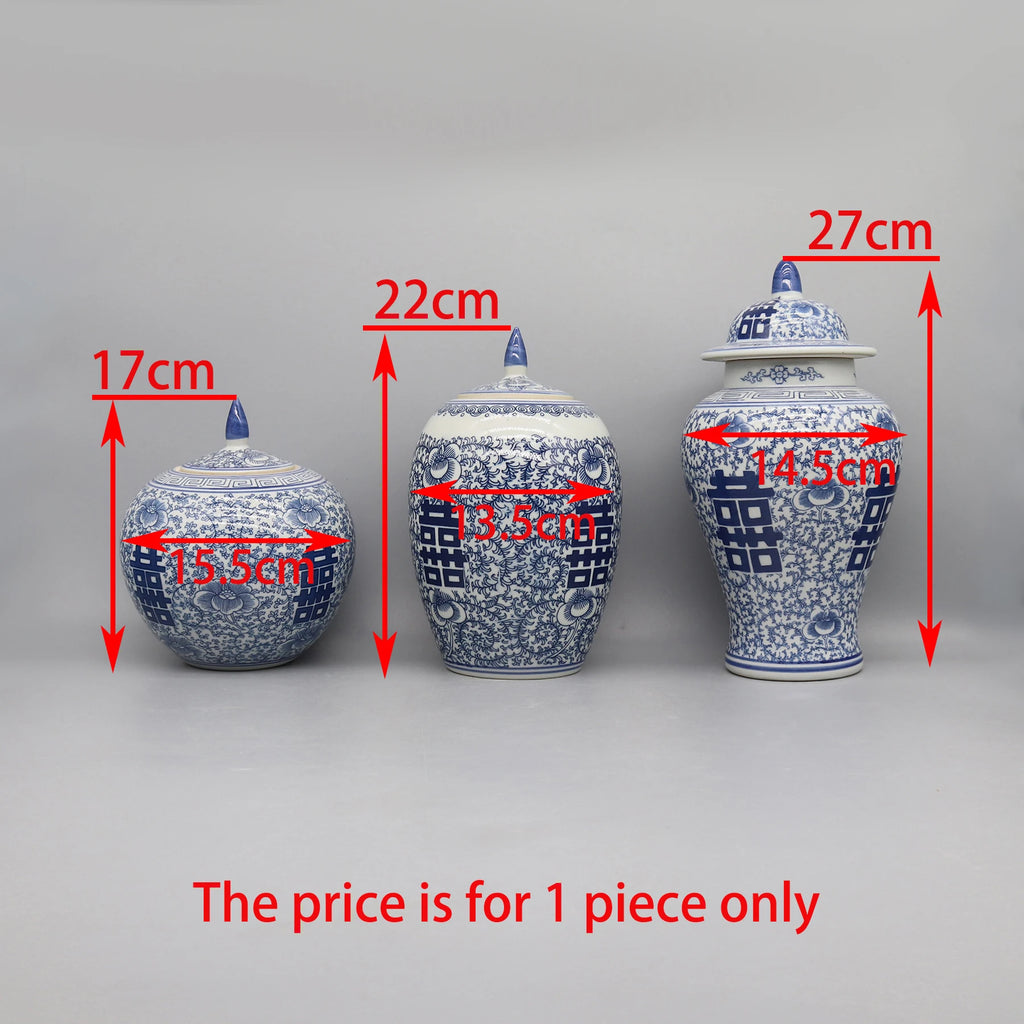 Elegant Blue & White Ceramic Jar & Vase - Home Decor