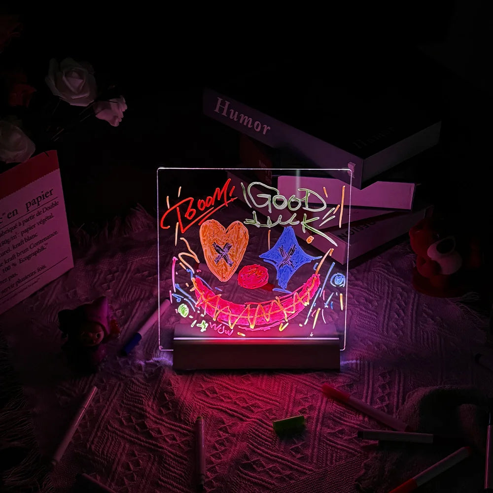 LED Note Board & Night Light | RGB Erasable Drawing Board for Kids