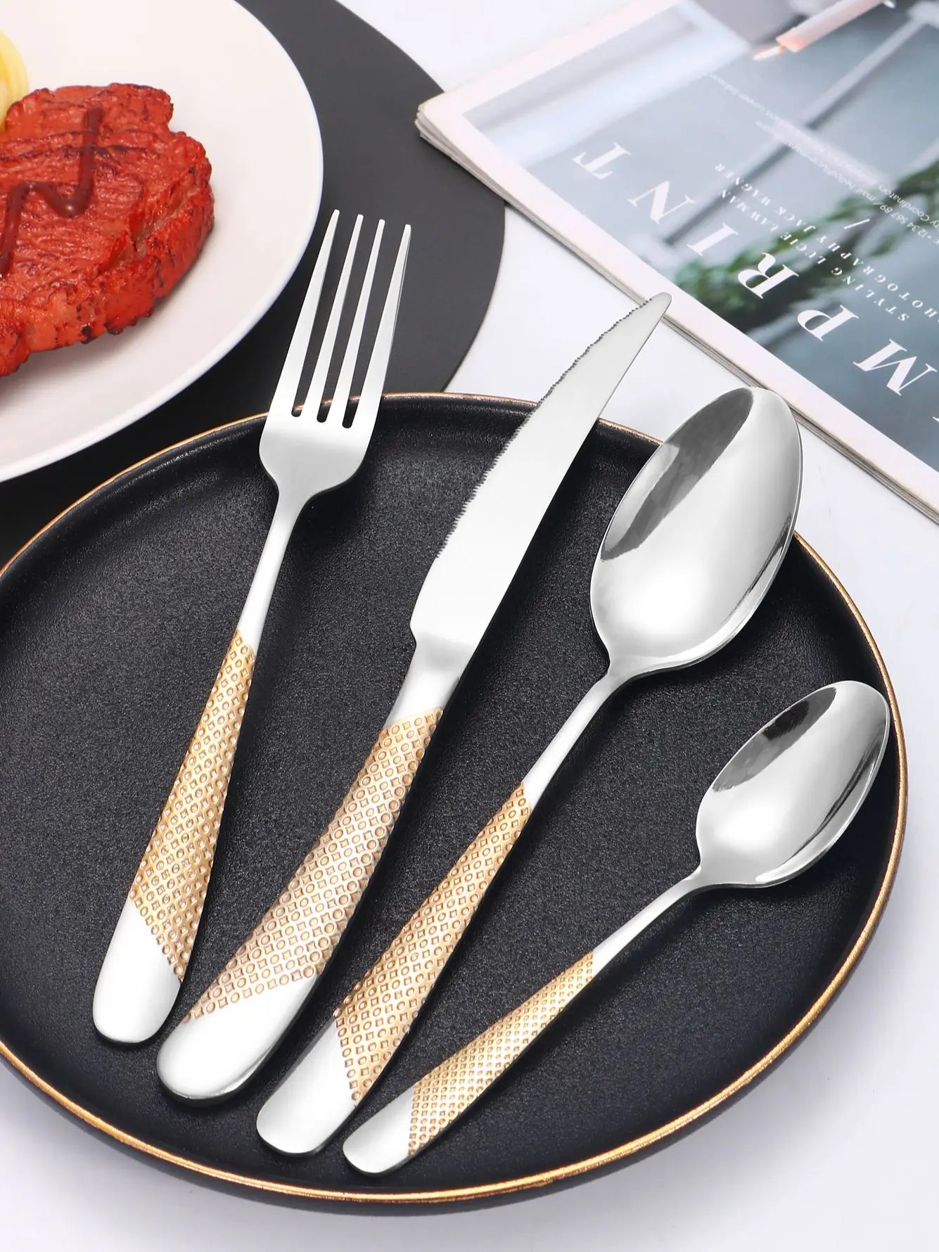 Vabena 24-Piece Stainless Steel Star Cutlery Set | Premium Elegant Dining Tableware
