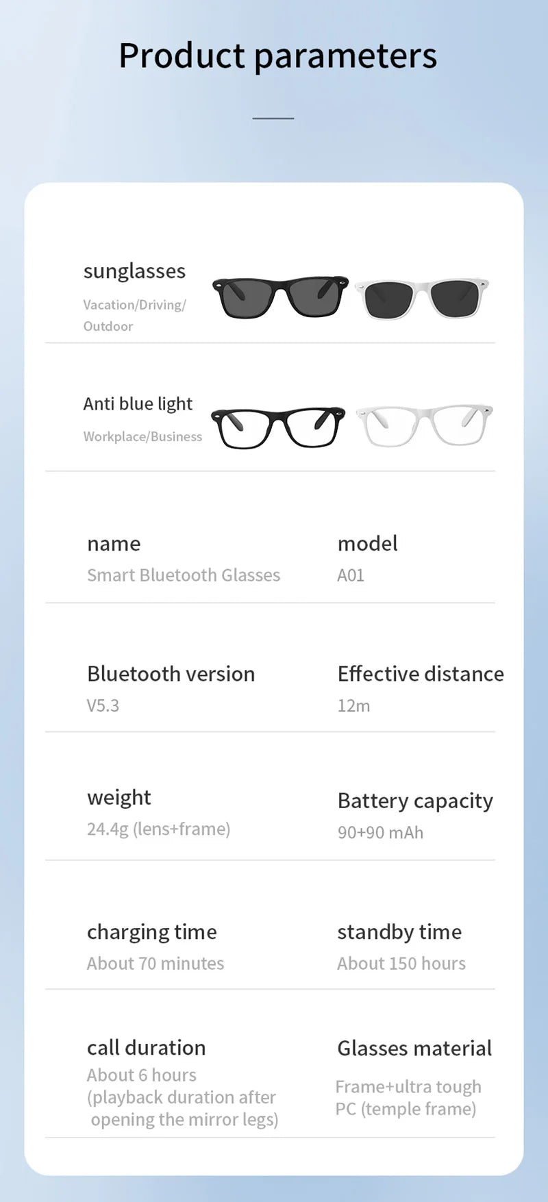 VIVO Fashion Smart Glasses | Waterproof Bluetooth Audio & Calls