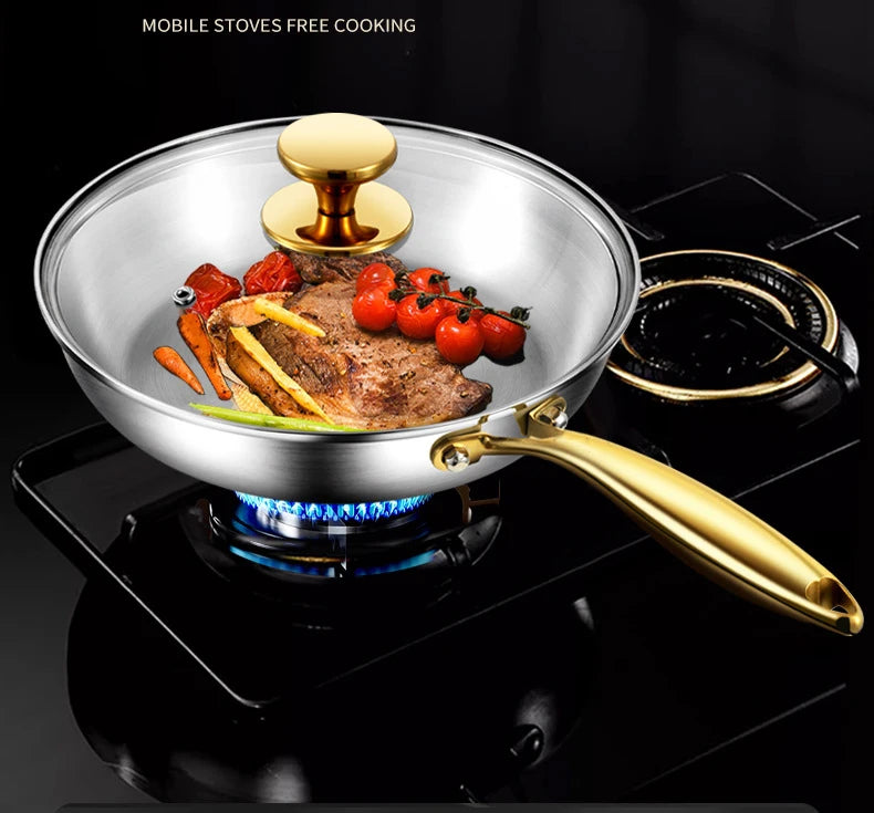 316 Stainless Steel Nonstick Frying Wok Pan - Induction & Gas Stove Ready Cookware
