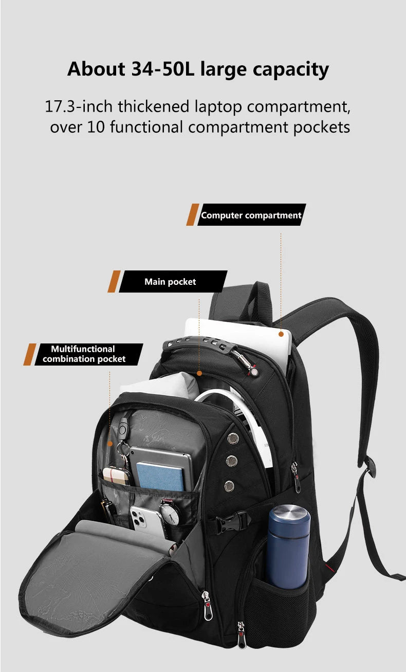 Vabena 2026 Waterproof Laptop Backpack - 17/20 Inch Travel & Everyday Rucksack for Men & Women