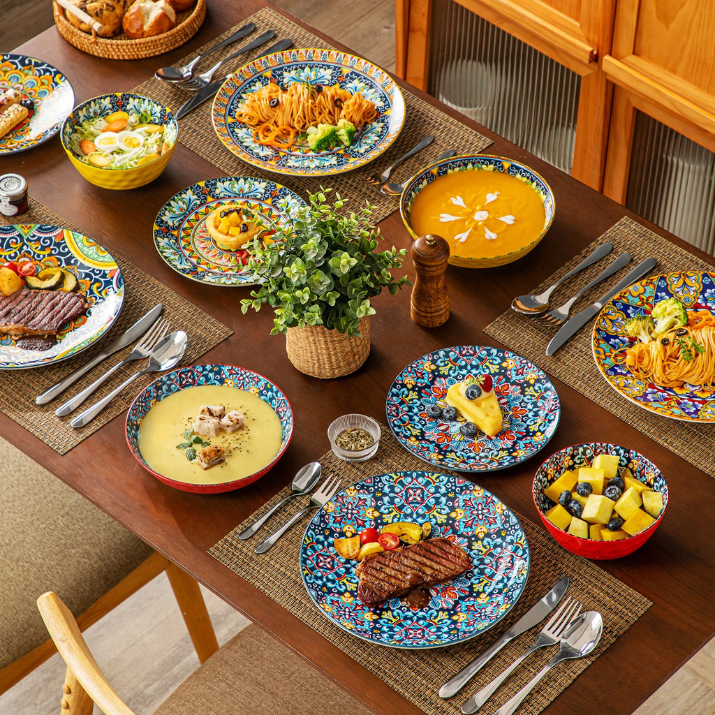 vancasso Bohemian Stoneware Dinnerware Set for 6 - Rustic Tableware