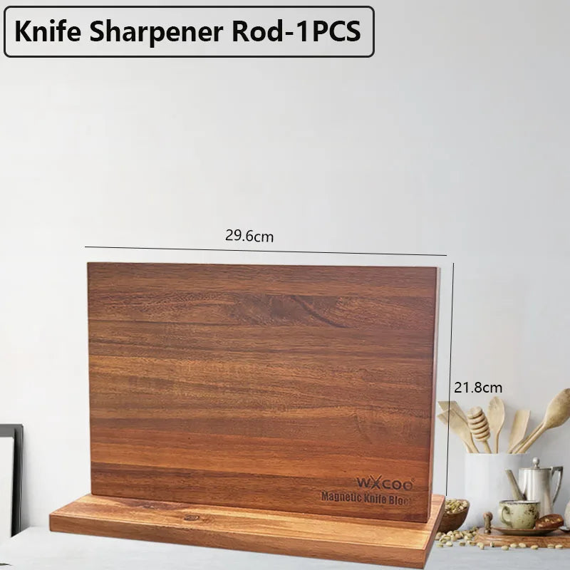 Acacia Wood Universal Knife Block - Space-Saving & Stylish Kitchen Organizer