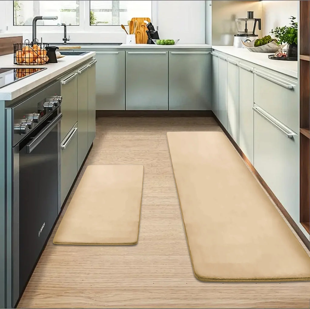 Thickened Flannel Kitchen & Entrance Floor Mats - Absorbent, Non-Slip, Dirt-Resistant