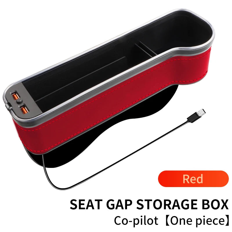 Car Seat Gap Filler & Organizer with LED & Dual USB