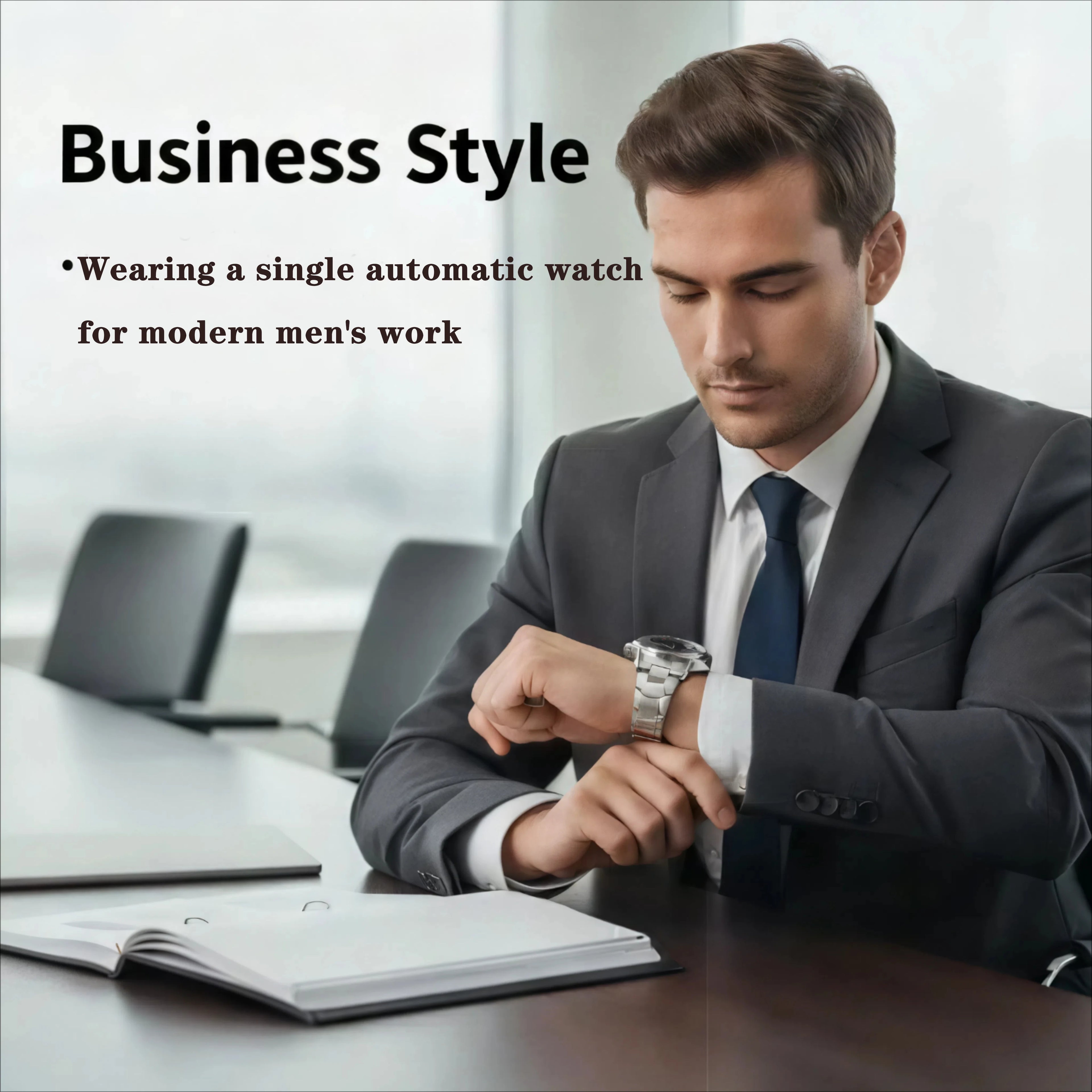 Men's Automatic Watch | Mechanical Business Date Stainless Steel Luminous Waterproof