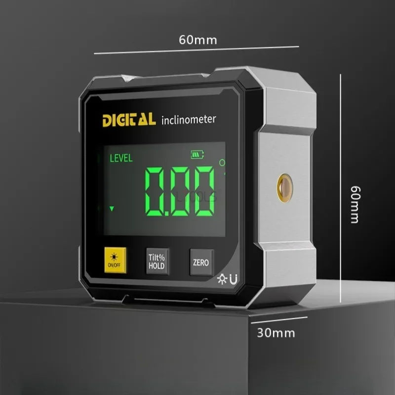 Professional Digital Level Protractor Inclinometer | 360° Magnetic Laser Angle Gauge