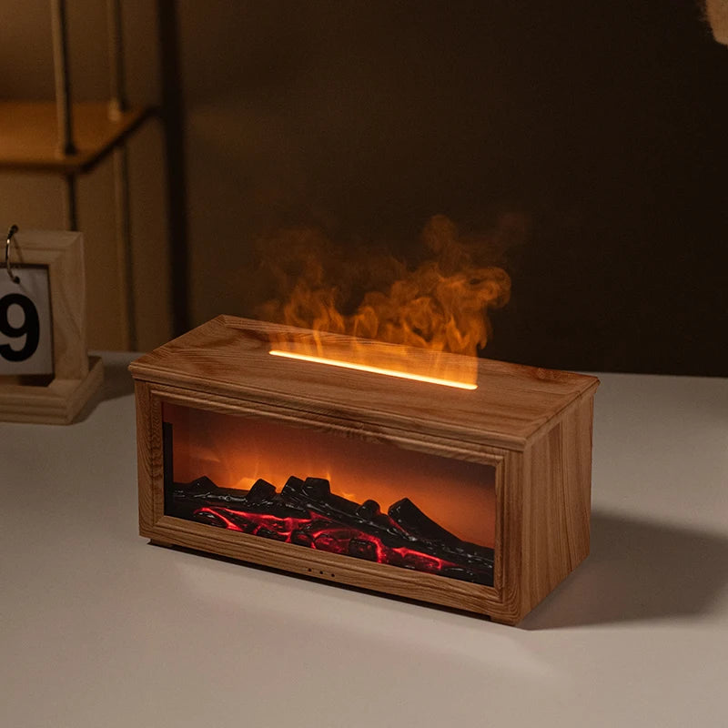 7-Color Mini Flame Diffuser & Humidifier | Essential Oil Fireplace Effect