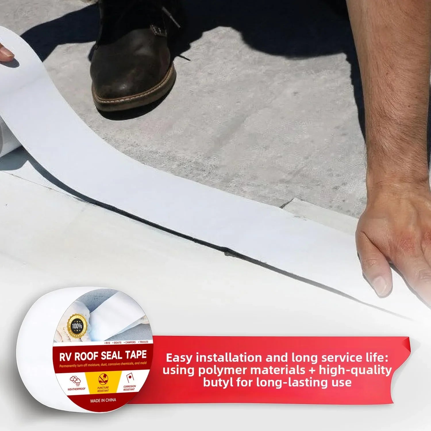 RV Roof Repair Tape - White Waterproof Heavy-Duty Sealant