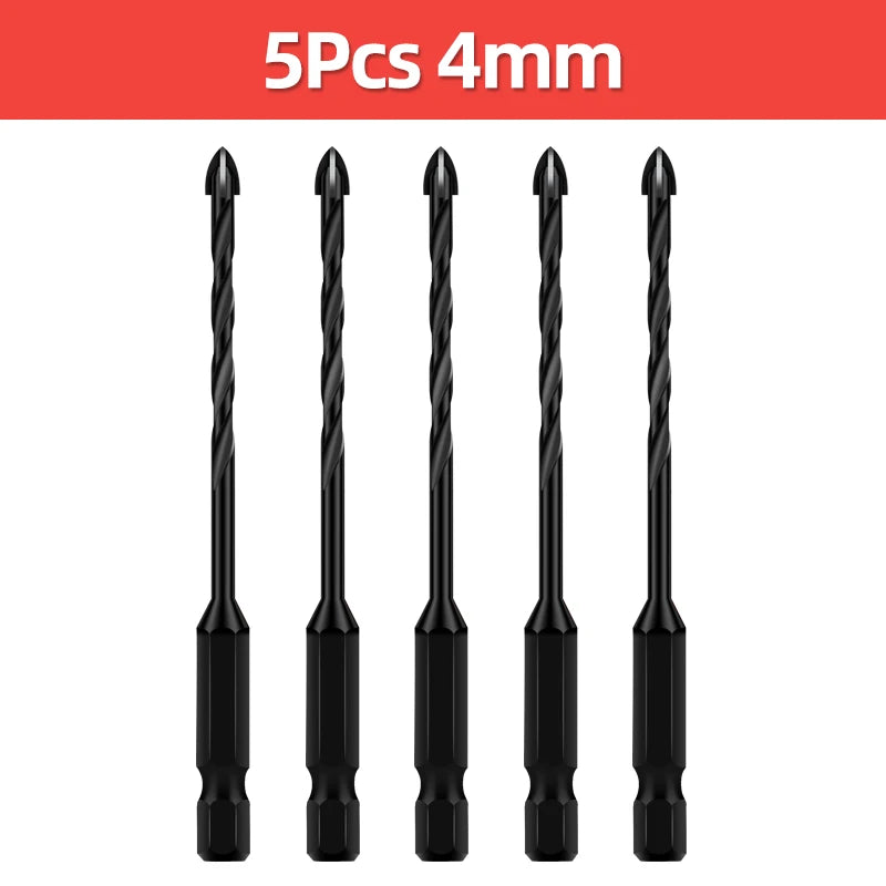 TOOLEYE Multifunction Cross Hex Drill Bit Set - Concrete, Tile, Glass, Metal