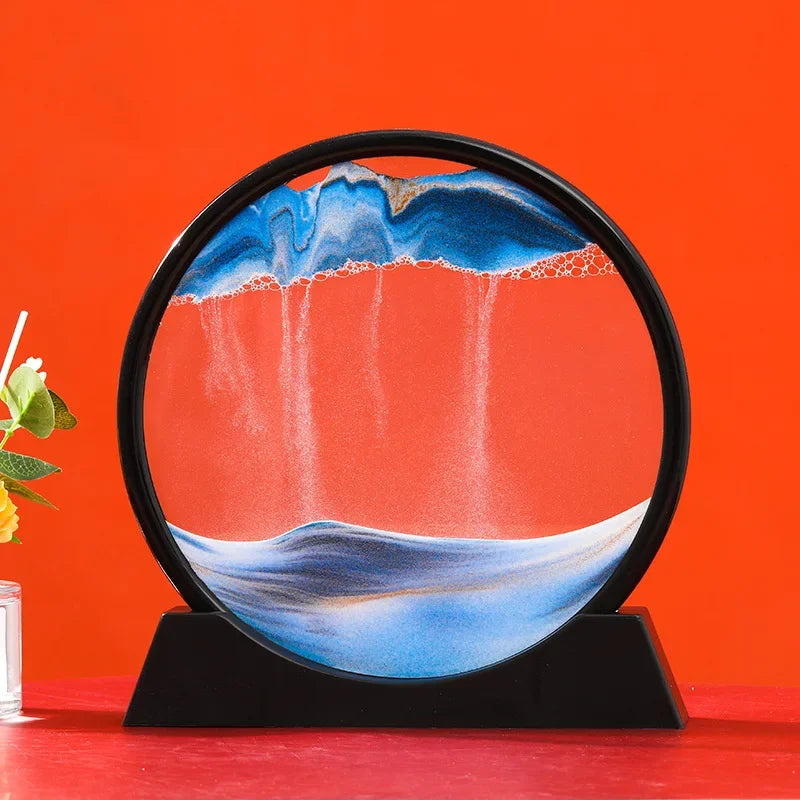 3D Moving Sand Art Deep Sea Sandscape | Round Glass Desk Decor & Gift