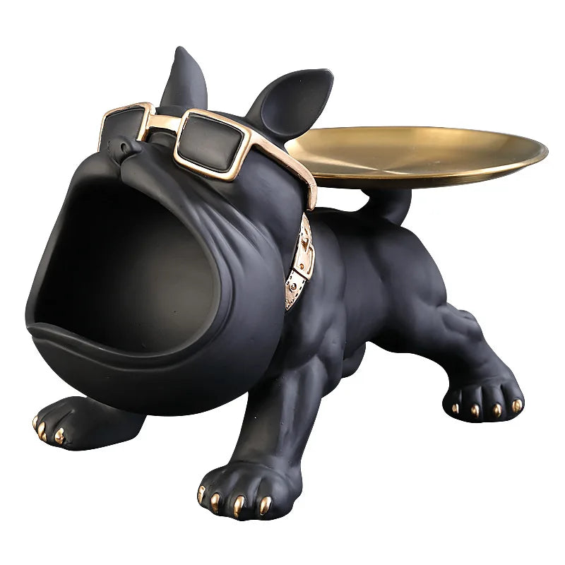 Bulldog Figurine Storage Box - 30cm Resin Dog Statue Home Decor
