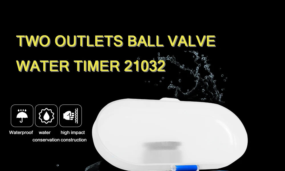 Automatic Garden Water Timer, 2 Outlet Ball Valve, 4 Dials, 0 Pressure Irrigation Controller for Yard