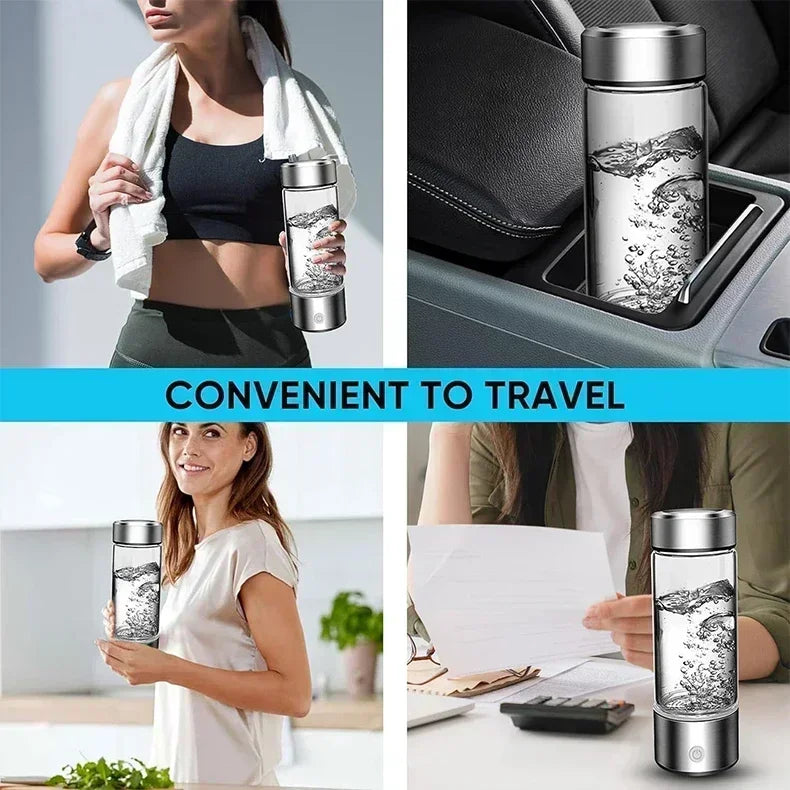 Hydrogen-Rich Water Generator Bottle - Portable Antioxidant Ionizer 420ml