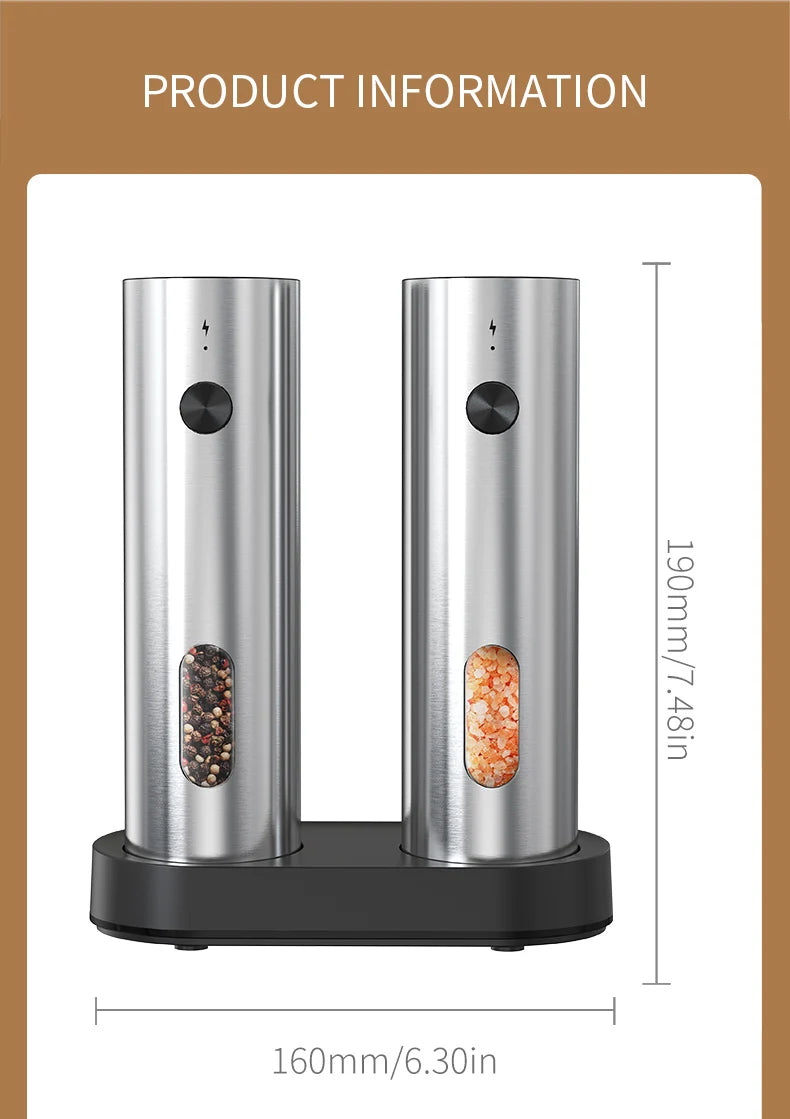 Vabena USB Rechargeable Automatic Spice Grinder with LED Light