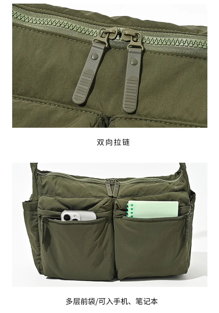 Women's Casual Multi-Pocket Nylon Messenger Bag - Travel & Shopping Tote