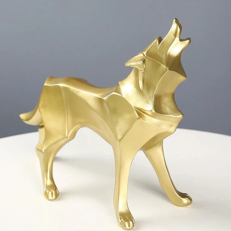 Modern Geometric Wolf Figurine - Abstract Interior Decor Statue