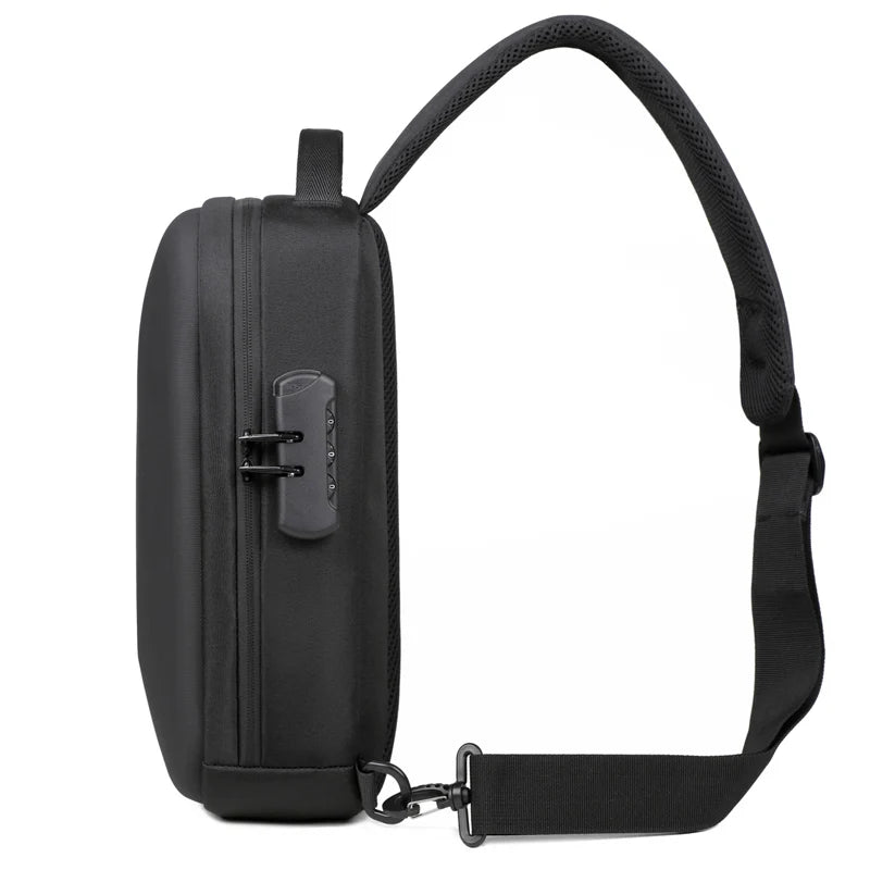 Men's Anti-theft Crossbody Bag with USB Charging Port & Combination Lock for Business & Travel