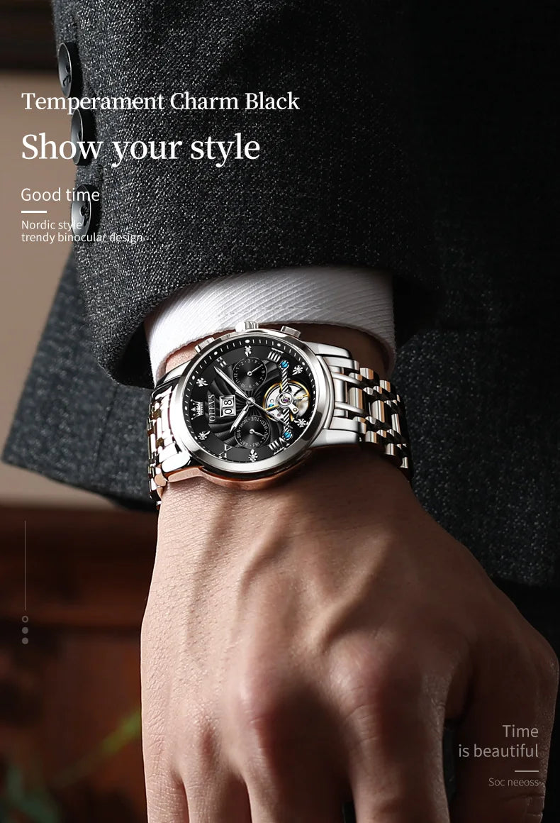 OLEVS Classic Men's Tourbillon Automatic Multi-function High-End Watch