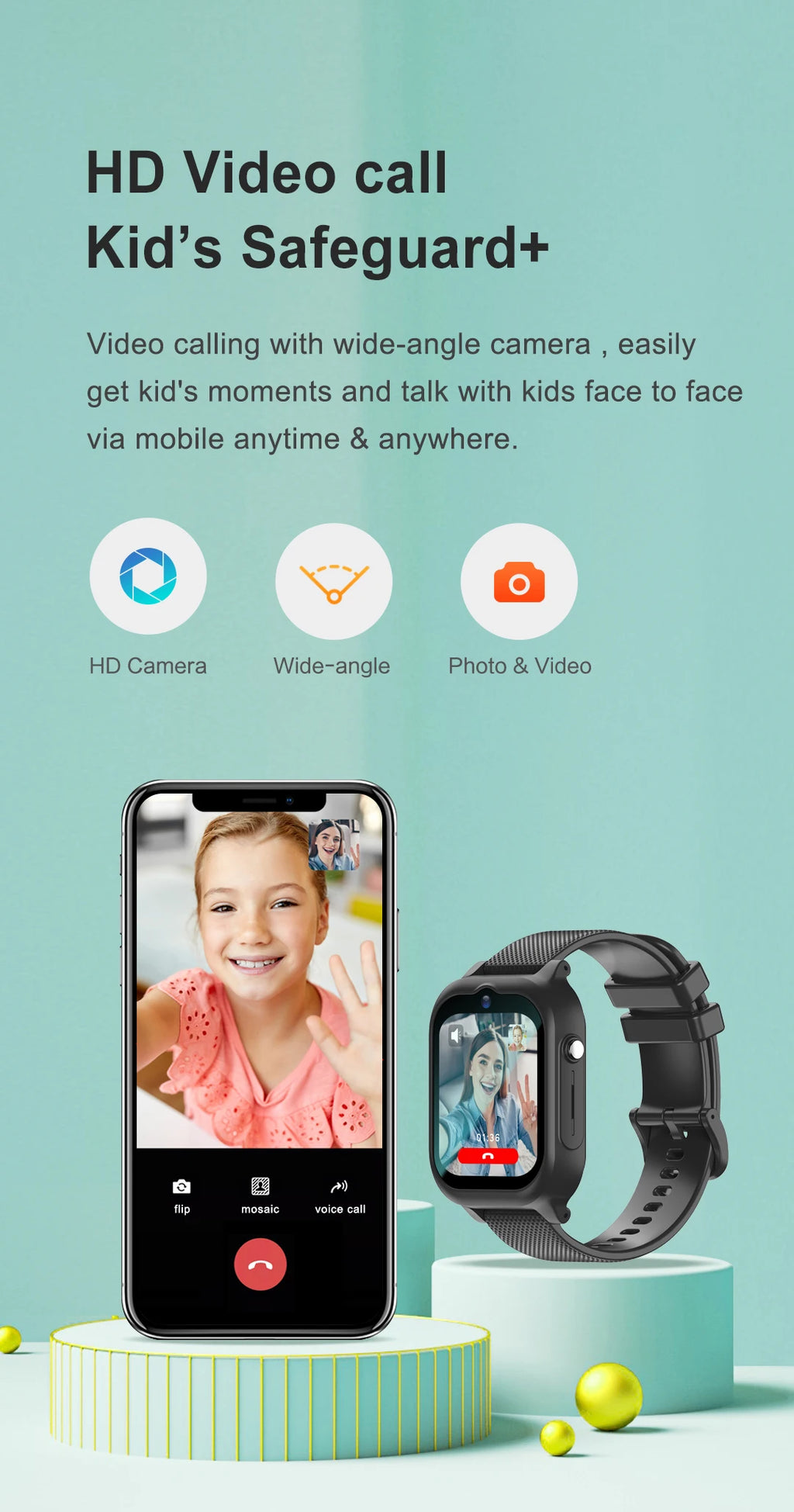 Vabena Kids Smart Watch 4G GPS Video Call SOS - Child Phone Watch