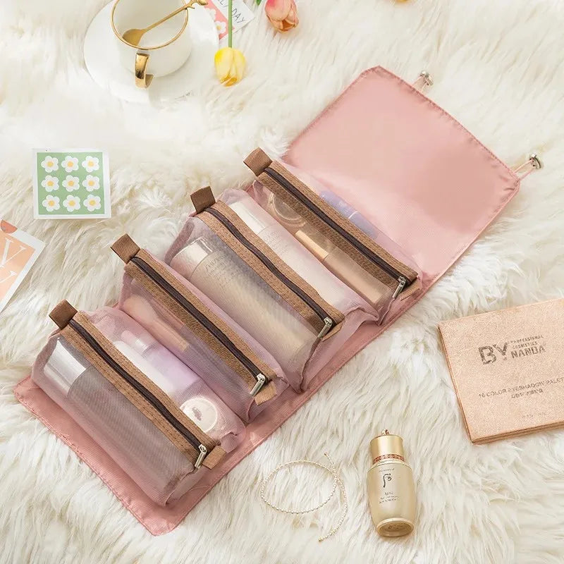 4-in-1 Detachable Travel Cosmetic Bag – Large Capacity Makeup & Toiletry Organizer