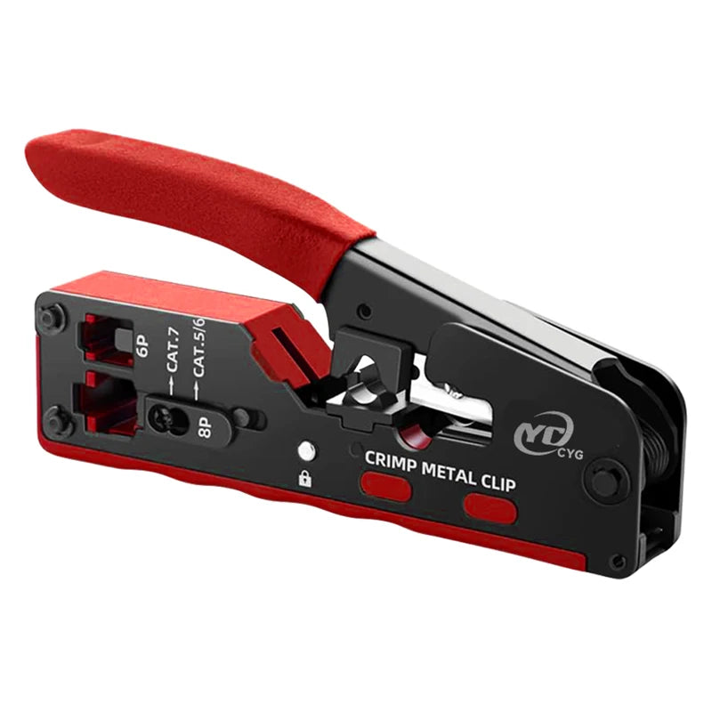 Vabena RJ45 RJ12 RJ11 Pass Through Crimp Tool & Stripper Kit | Cat5e-Cat7 Ethernet Crimper