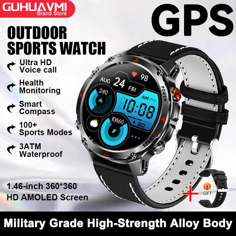 Vabena 2025 GPS Map Smartwatch | Navigation & Fitness for Men & Women