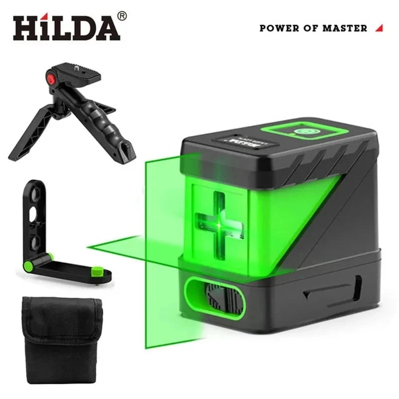 HILDA 2 Lines Green Laser Level - Self-Levelling Cross Line Mini Tool