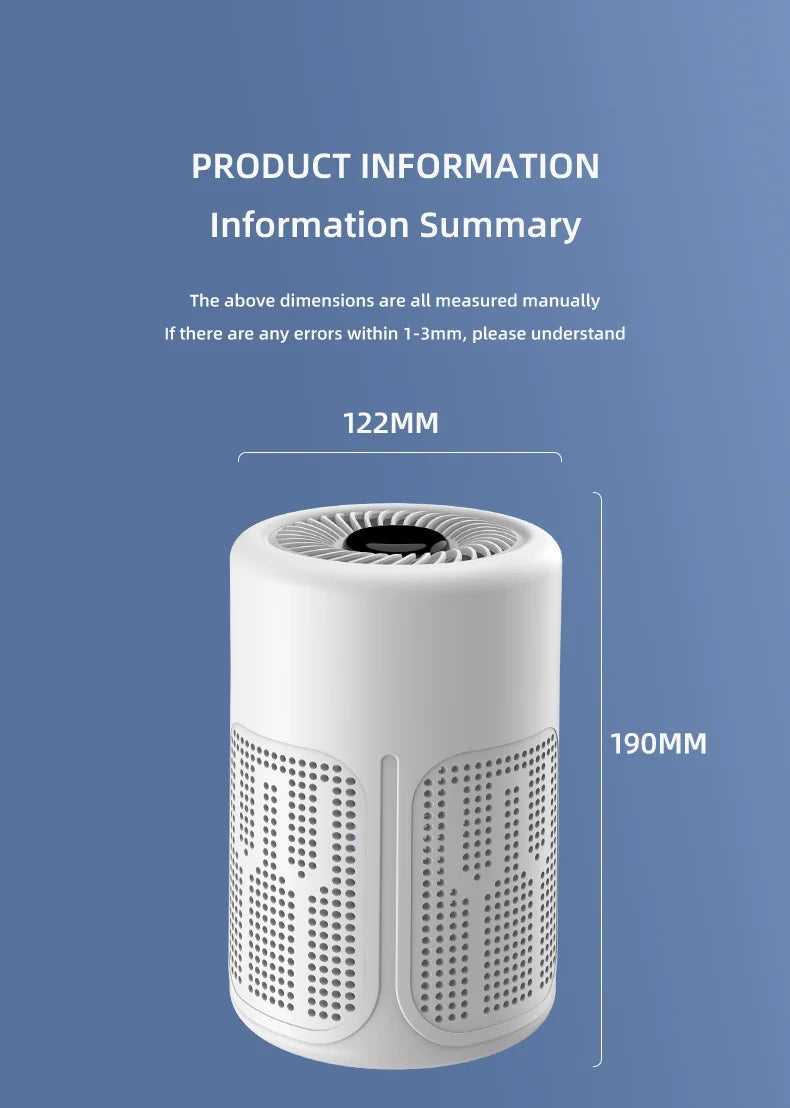 TINSOL Mini Air Purifier - HEPA Filter & Negative Ion Technology