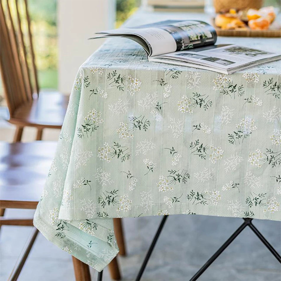 Korean Small Daisy Cotton Floral Tablecloth | Dining & Tea Table Cover