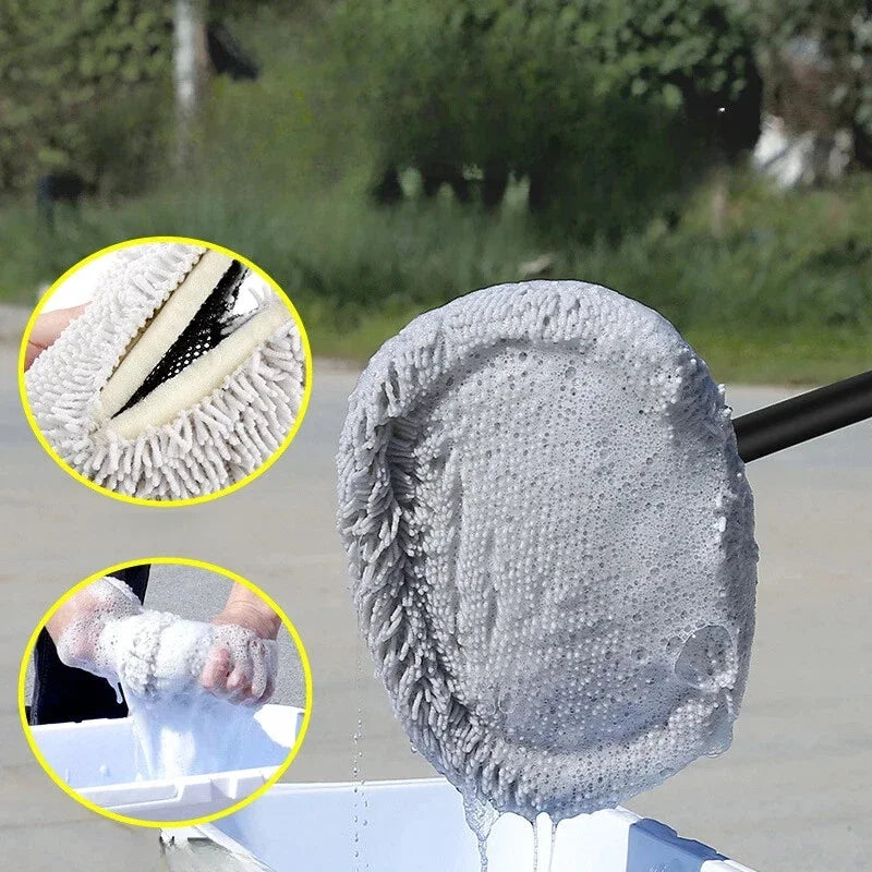 Telescoping Car Wash Brush | Long Handle Chenille Mop for Auto & Home
