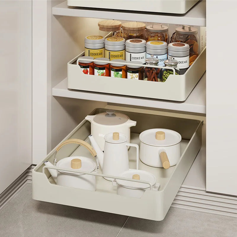 Kitchen Cabinet Pull-Out Drawer Organizer - Spice Rack & Storage Tray