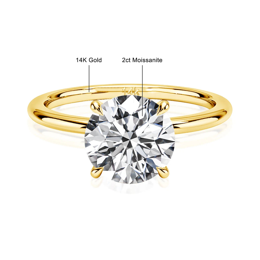 14K Gold Moissanite Engagement Ring for Women | Wedding Band