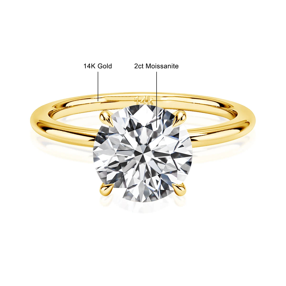 14K Gold Moissanite Engagement Ring for Women | Wedding Band