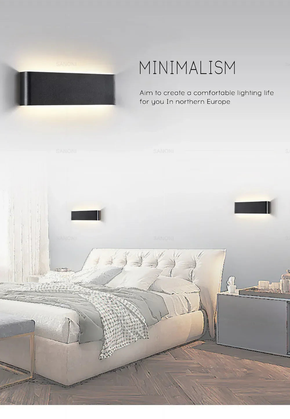 Modern LED Wall Lamp Sconce - Indoor Lighting Fixture for Bedside, Living Room, Stairs, Bathroom & Home Decor