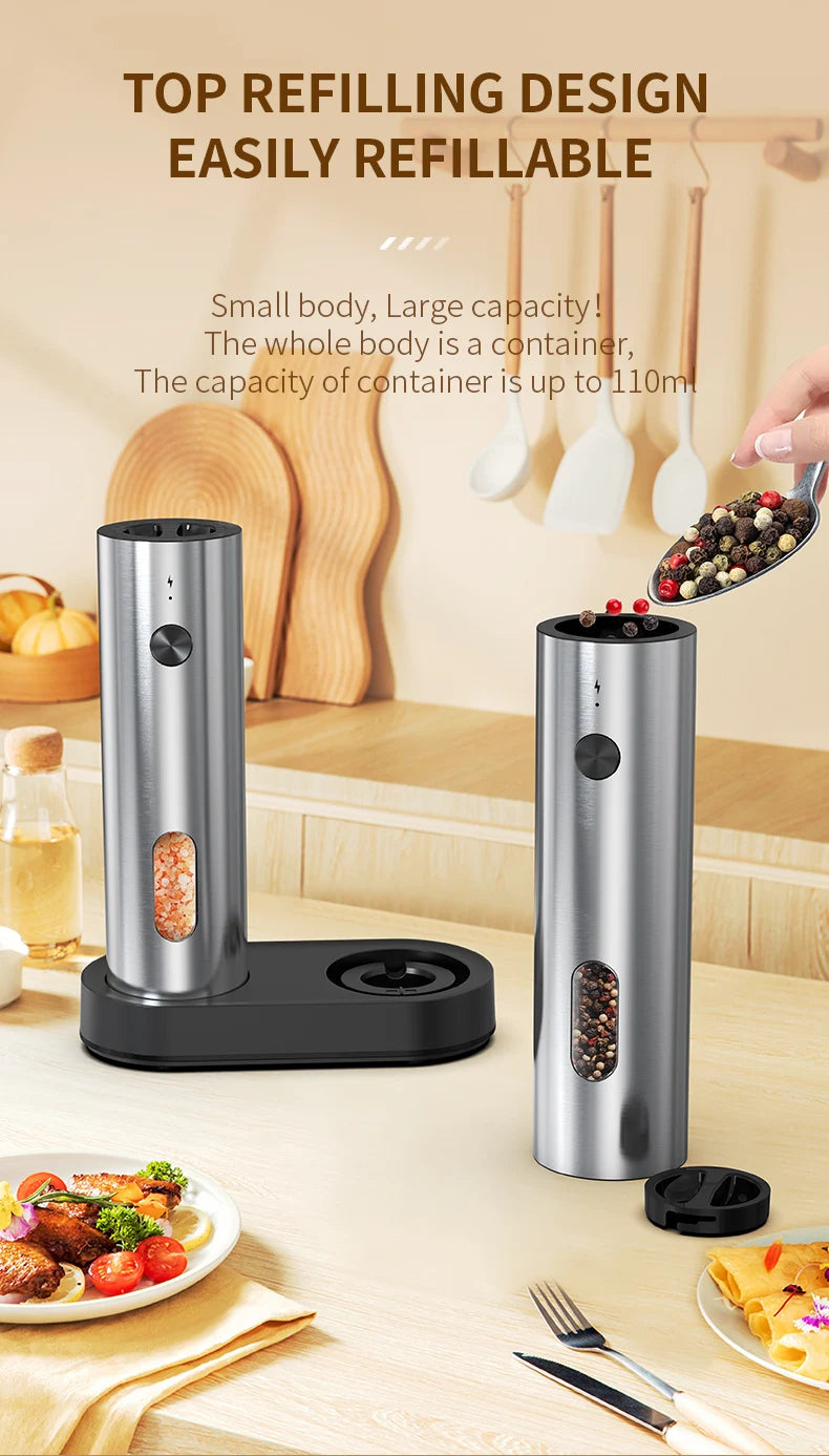 Vabena USB Rechargeable Automatic Spice Grinder with LED Light