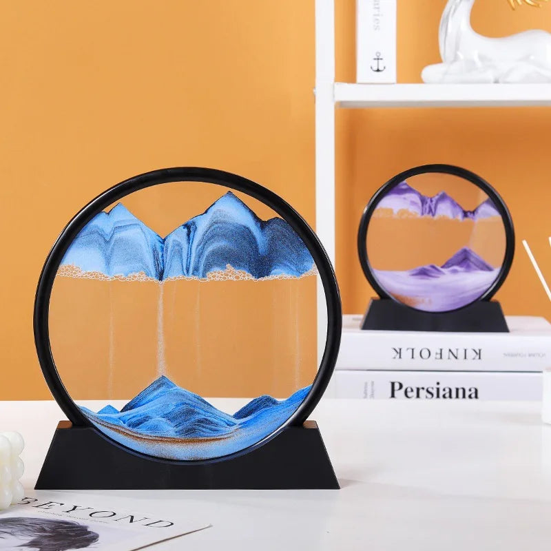 3D Moving Sand Art Deep Sea Sandscape | Round Glass Desk Decor & Gift